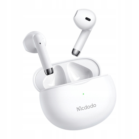 Słuchawki do telefonu Mcdodo, bezprzewodowe, douszne, z etui, Bluetooth 5, białe