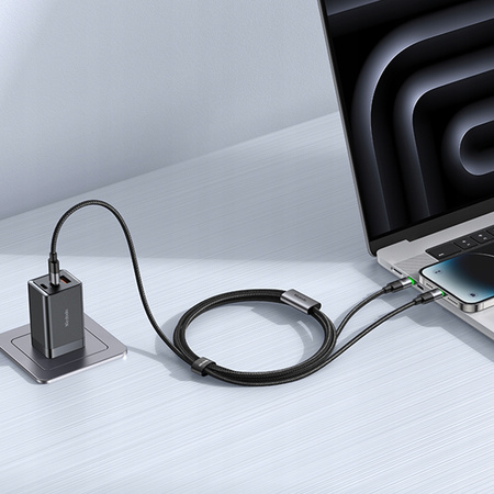 MCDODO USB-C 2IN1 FAST CHARGING CABLE FOR IPHONE 14 MACBOOK LED 100W 2M