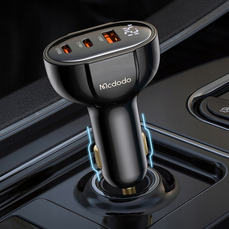 MCDODO POWERFUL FAST CAR CHARGER WITH METER 3XUSB USB-C 128W LED