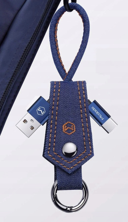 Mcdodo, kurzes Kabel, Schlüsselanhänger, Jeans, USB-C, QC, 15 cm mit Geflecht