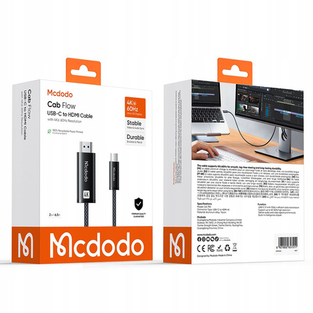 MCDODO KABEL USB-C HDMI PRZEJŚCIÓWKA ADAPTER HUB USB TYP C DO HDMI 4K 2M