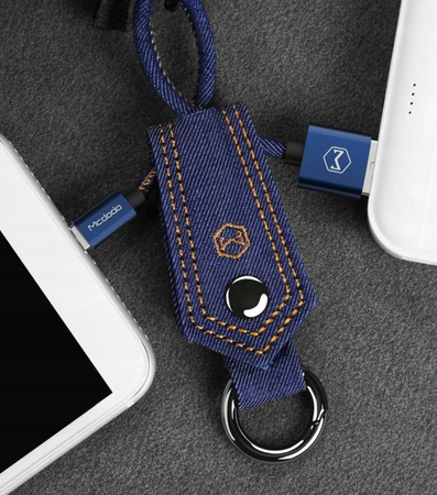 Mcdodo, cablu scurt, breloc, blugi, USB C, QC, 15 cm cu împletiturã