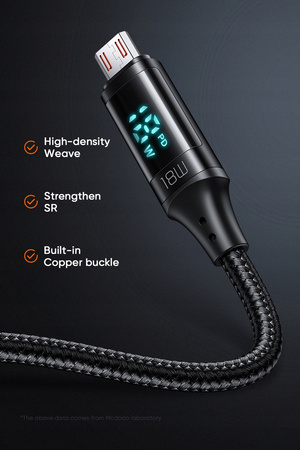 MCDODO KABEL Z WYŚWIETLACZEM MICRO USB SZYBKIE ŁADOWANIE DO SAMSUNG 18W 1M