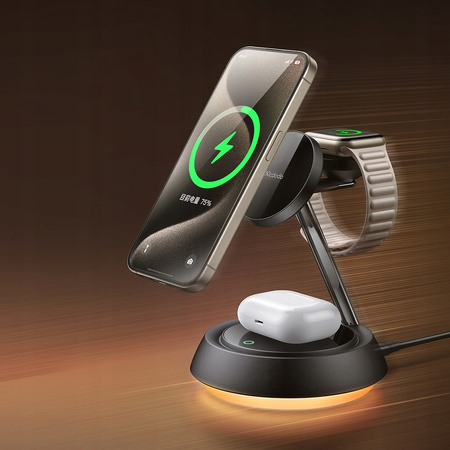 MCDODO ŁADOWARKA INDUKCYJNA 15W 3W1 DO MAGSAFE IPHONE AIRPODS WATCH LAMPKA