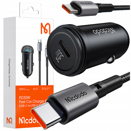 MCDODO Schnell-Autoladegerät für Handys mit USB-C-LED + 1 m USB-C-Kabel