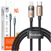 MCDODO KABEL USB-C SZYBKIE ŁADOWANIE DO IPHONE LIGHTNING 36W 1M LED ZŁOTY