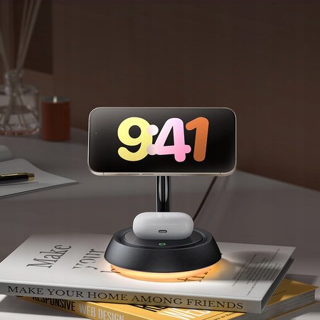 Încãrcãtor inductiv MCDODO 15W 3 în 1 pentru lampã de ceas MAGSAFE iPhone Airpods
