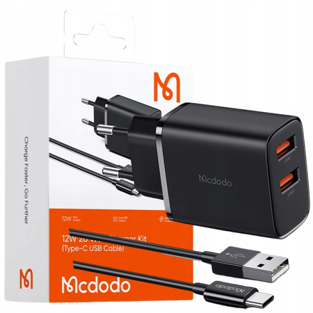 Încãrcãtor de perete universal MCDODO 2xUSB 12W + cablu USB rapid USB-C 1M