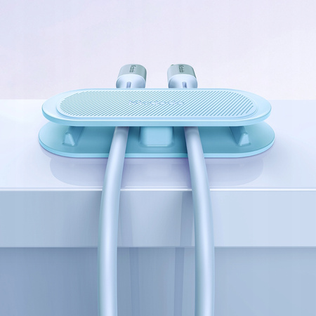 Organizer do kabli, przewodów, do biurka, uchwyt, na klej, niebieski, McDodo