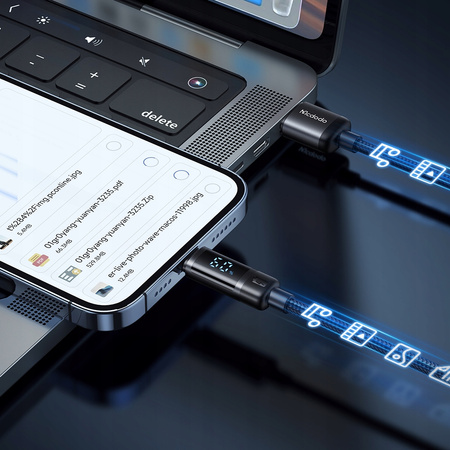 MCDODO ŁADOWARKA KABEL USB-C LIGHTNING SZYBKIEGO ŁADOWANIA DO IPHONE 1M LED