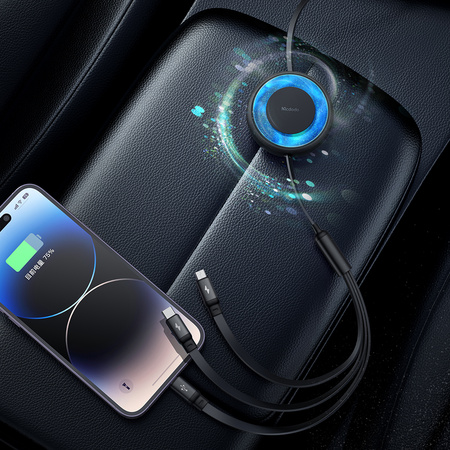 MCDODO KABEL USB 3W1 ZWIJANY SZYBKIE ŁADOWANIE USB-C LIGHTNING MICRO 66W