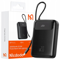 MCDODO POWERBANK 20000 mAh MIT USB-DISPLAY USB-C 22,5 W + LIGHTNING-KABEL