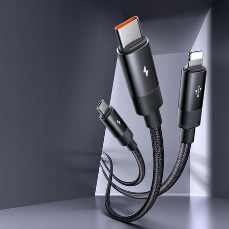 MCDODO 3-in-1 USB-Kabel mit Schnellladefunktion (USB-C, Lightning, Micro-USB, QC, 1 m, LED)