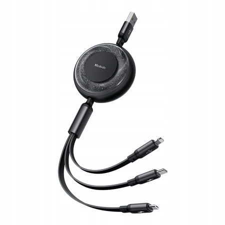MCDODO KABEL USB 3W1 ZWIJANY SZYBKIE ŁADOWANIE USB-C LIGHTNING MICRO 66W