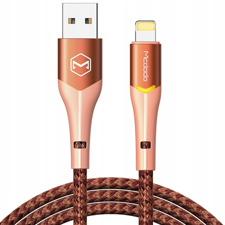 MCDODO USB-Lightning-Kabel, 36 W, Schnellladefunktion für iPhone 13 und 14, 1 m, LED-Beleuchtung, orange