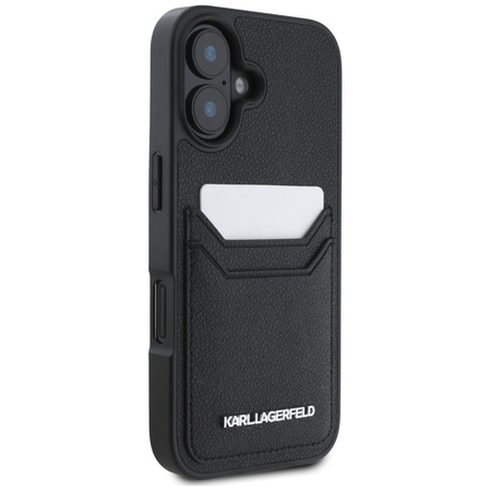 KARL LAGERFELD ETUI DO IPHONE 16 HC GRAINED PU KIESZEŃ NA KARTY METALOWA