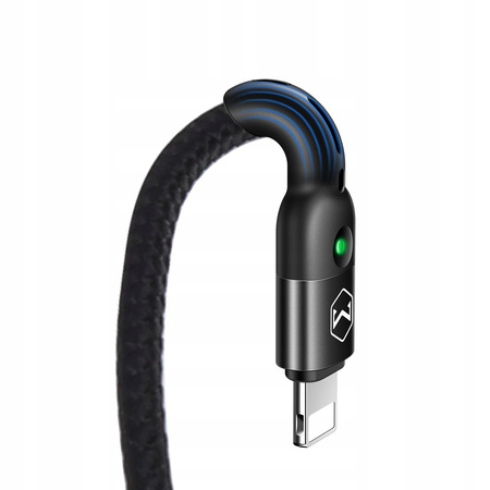 MCDODO KABEL USB LIGHTNING SPIRALNY SPRĘŻYNOWY SZYBKI DO IPHONE 14 LED 2M