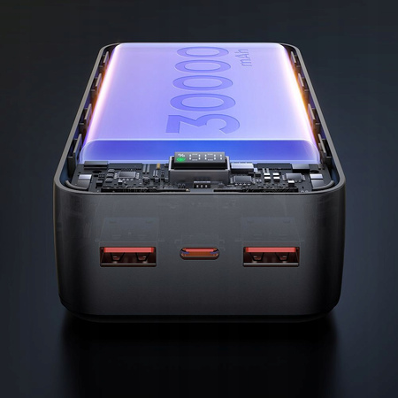 MCDODO DUŻY POWERBANK 30000 MAH SZYBKIE ŁADOWANIE 3 X USB-C USB-A CZARNY