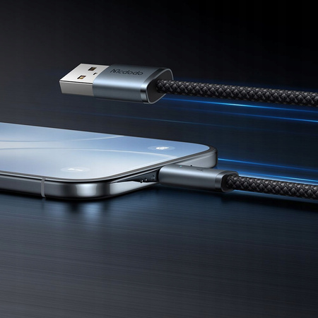 MCDODO KABEL USB-A USB-C SZYBKIE ŁADOWANIE USB TYP C 6A 100W 2M LED CZARNY