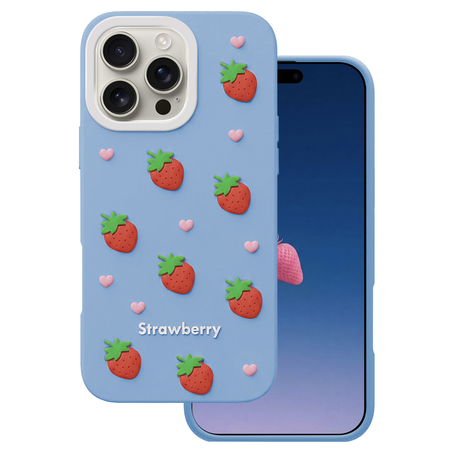 Nakładka Strawberry do iPhone 16 Pro Max 6,9" niebieska