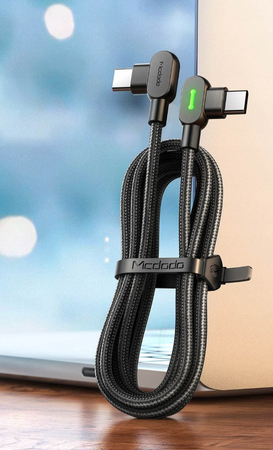 MCDODO KABEL KĄTOWY 90° USB-C SZYBKIE ŁADOWANIE DWUSTRONNY USB TYP C LED 2M