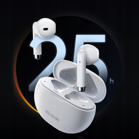 MCDODO SŁUCHAWKI BEZPRZEWODOWE DOUSZNE BLUETOOTH 5 Z MIKROFONEM ETUI BIAŁE