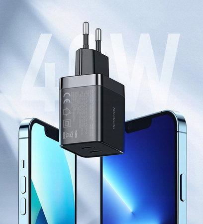 Ładowarka do telefonu, szybkie ładowanie, USB-C 2x 20W, do iPhone 14, Mcdodo