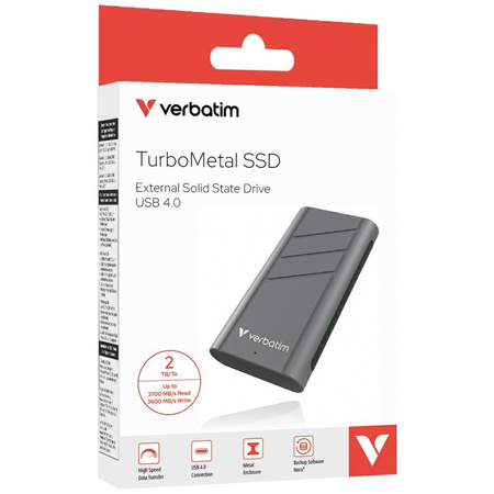 Dysk zewnętrzny Verbatim TurboMetal SSD  2TB USB4 USB-C szary 32022