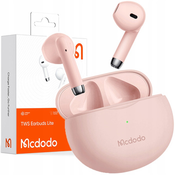 MCDODO SŁUCHAWKI BEZPRZEWODOWE DOUSZNE BLUETOOTH 5 Z MIKROFONEM ETUI RÓŻOWE