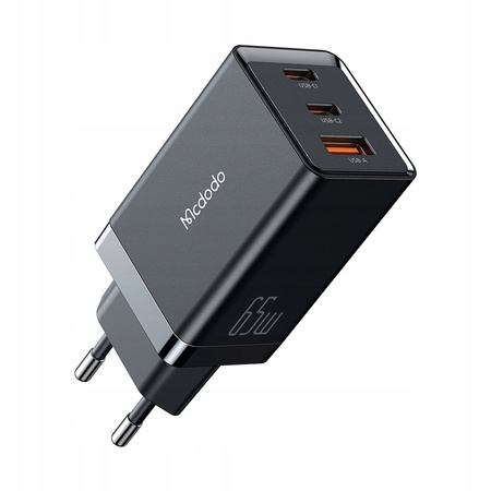 Încãrcãtor de telefon Mcdodo, GaN 5 PRO, încãrcare rapidã, USB-C, USB-A, 65W, cablu inclus, negru