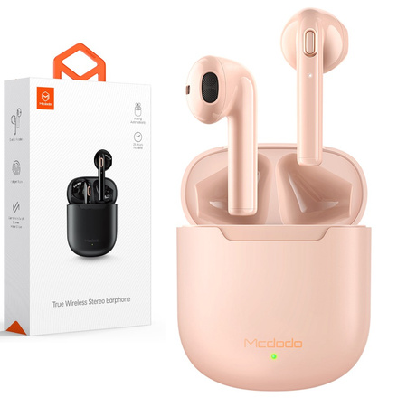 Słuchawki Bezprzewodowe, z bezprzewodowym etui ładującym, Dynamic BT 5, różowe, Mcdodo