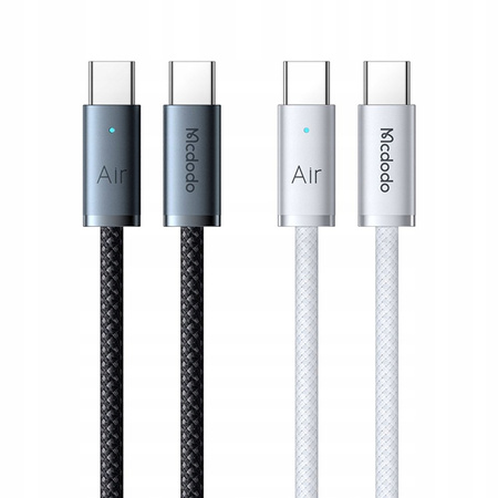 MCDODO KABEL USB-C USB-C SZYBKIE ŁADOWANIE USB TYP C 240W 1M LED BIAŁY