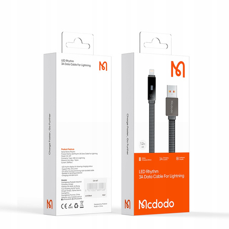 Cablu încãrcãtor USB Lightning MCDODO cu încãrcare rapidã pentru iPhone 1M LED