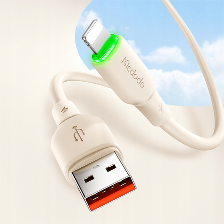 MCDODO CHARGER USB LIGHTNING FAST CHARGING CABLE FOR IPHONE 1M LED BEIGE