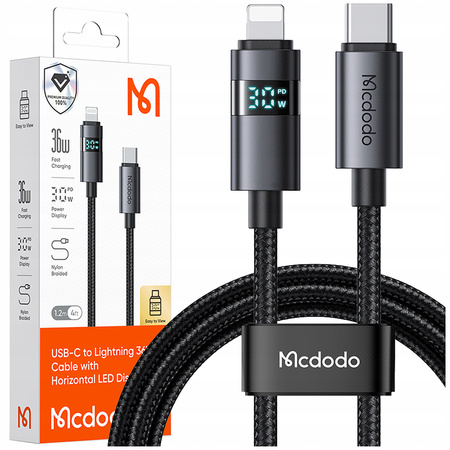 MCDODO KABEL Z WYŚWIETLACZEM USB-C LIGHTNING 36W 1M DO IPHONE X 11 12 13 14