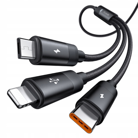Cablu USB MCDODO 3 în 1 cu încãrcare rapidã, USB-C Lightning, Micro USB, QC, 1 m, LED