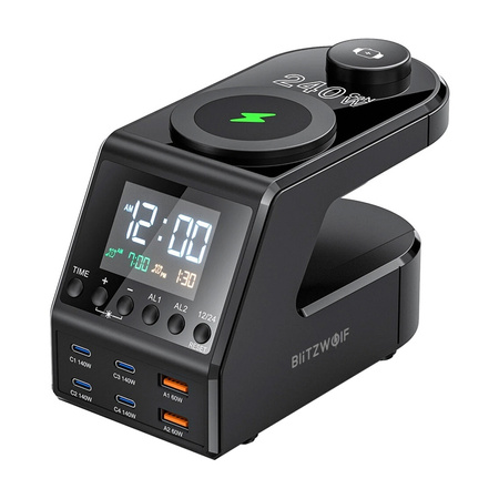 Budzik BLITZWOLF BW-FW10 z ładowarką 240W 2xUSB-A 4xUSB-C