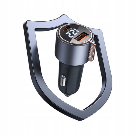 Încãrcãtor auto rapid ?i puternic MCDODO cu 2 contoare USB, USB-C, 75W, LED