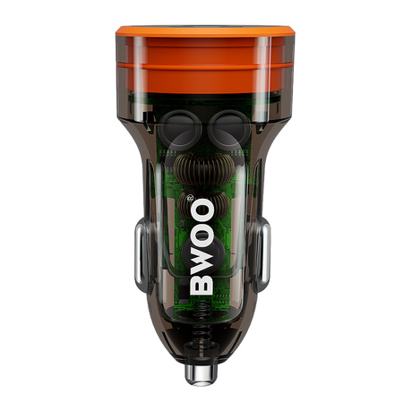 BWOO ładowarka samochodowa PD 1x USB-C 1x USB 38W transparentna