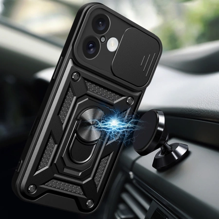 HURTEL ETUI HYBRID ARMOR CAMSHIELD DO IPHONE 16 PLUS PANCERNE Z PODSTAWKĄ