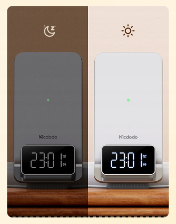 Mcdodo induction charger, with light , with alarm clock function, with watch, white CH-1610