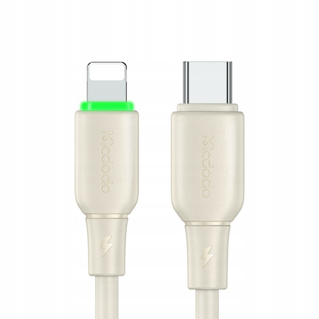 MCDODO Ladekabel USB-C Lightning Schnellladefunktion für iPhone 1 m LED Beige