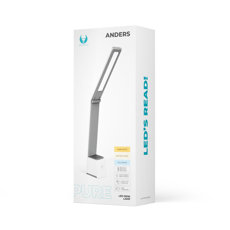 Lampa biurkowa LED 5W składana PURE FLB-110 ANDERS biało-szara Forever Light