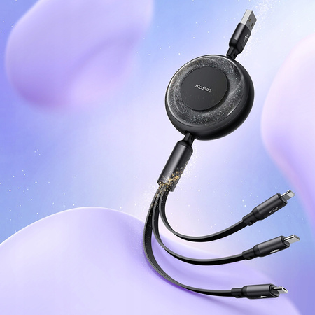 MCDODO 3IN1 RETRACTABLE USB CABLE FAST CHARGING USB-C LIGHTNING MICRO 66W