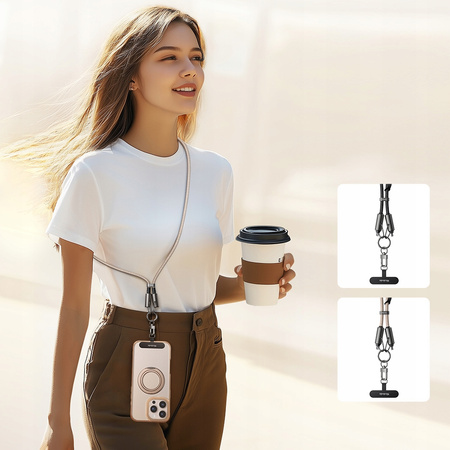 MCDODO Handy-Halsgurt, Umhängetasche, beigefarbener Einsatz, USB-C-Kabel, 60 W