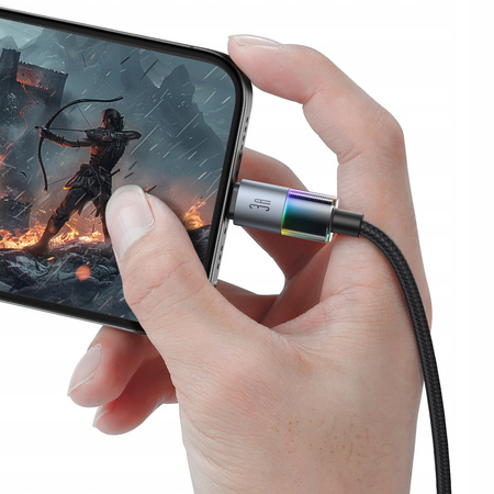 MCDODO KABEL USB SZYBKIE ŁADOWANIE DO IPHONE LIGHTNING 3A 36W 1M LED CZARNY