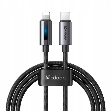 MCDODO ŁADOWARKA KABEL USB-C LIGHTNING SZYBKIEGO ŁADOWANIA DO IPHONE 1M LED