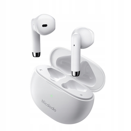 MCDODO SŁUCHAWKI BEZPRZEWODOWE DOUSZNE BLUETOOTH 5 Z MIKROFONEM ETUI BIAŁE