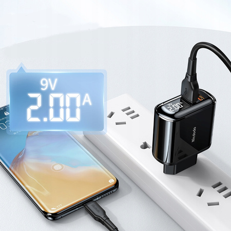 Ładowarka Sieciowa, Szybka, QC, 18W, 2xUSB LCD, Mcdodo