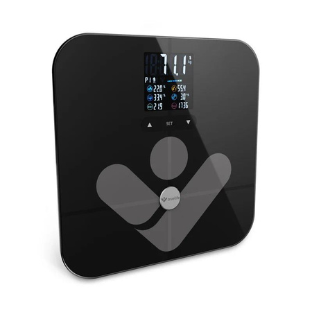 Waga diagnostyczna bluetooth TrueLife FitScale W7 BT czarna kolorowy LCD 0,2 ~ 180 kg iOS, Android